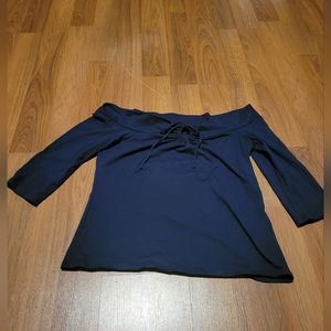 Navy off the shoulder blouse